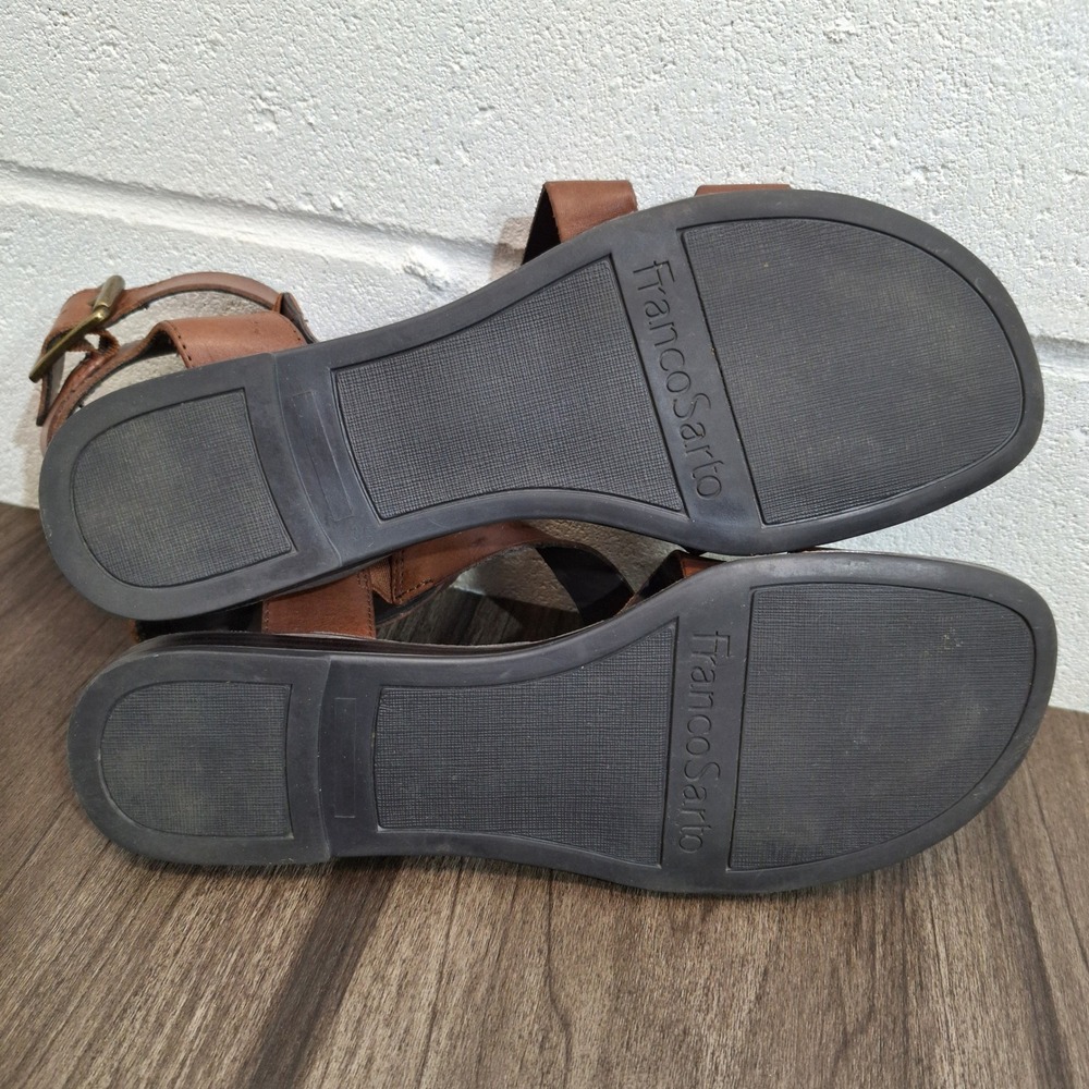 Franco Sarto Gwenyth Womens Size 7M Brown Leather Gladiator Strappy Flat Sandals - Picture 6 of 8